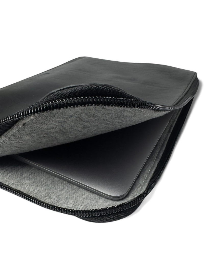 Emery Aegis 14/16-Inch Leather Laptop Sleeve | Professional Folio for MacBook Pro & Laptops | Full-Grain Leather with Secure Zip Closure (Black, Large) - Image 4